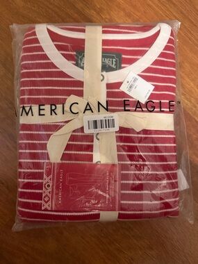 American Eagle Outfitters Red & White Striped Pajama Set